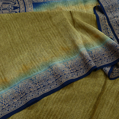 Indian Vintage Pure Crepe Silk Saree | Abstract Print | 5 Yards | Soft Sewing Fabric for Dressmaking, Quilting, Crafting & Upcycling