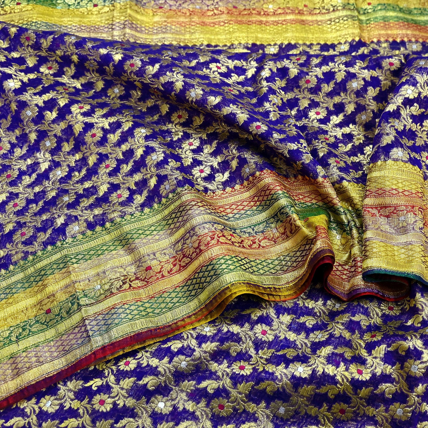 Indian Vintage Sari Heavy Purple Pure Organza Silk Woven Brocade Banarasi Sarees Zari 5Yd Ethnic Fabric Dress Making Wedding Sarees