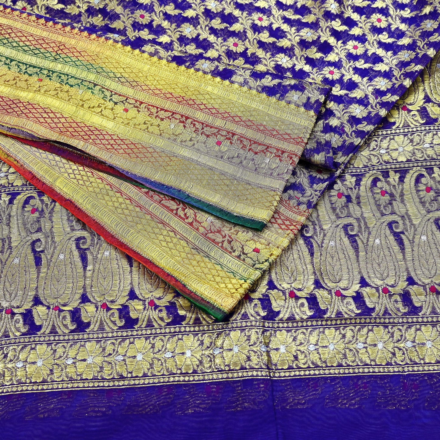 Indian Vintage Sari Heavy Purple Pure Organza Silk Woven Brocade Banarasi Sarees Zari 5Yd Ethnic Fabric Dress Making Wedding Sarees