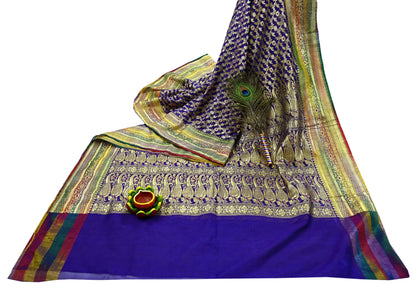 Indian Vintage Sari Heavy Purple Pure Organza Silk Woven Brocade Banarasi Sarees Zari 5Yd Ethnic Fabric Dress Making Wedding Sarees