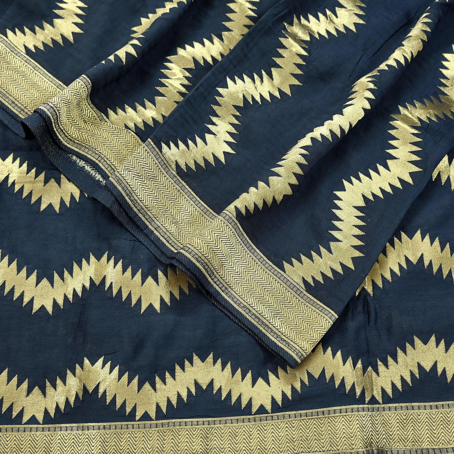 Indian Vintage Blue Dupatta Long Stole Blend silk Woven Brocade Scarves Veil Scarf Wrap Hippie Boho Soft Floral