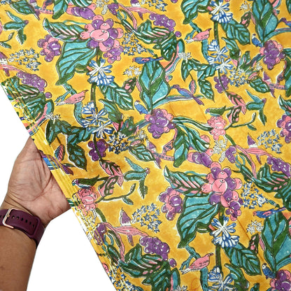 Indian Vintage Saffron Dupatta Long Stole Hand Block Print Pure Chanderi Silk Scarves Veil Golden Zari