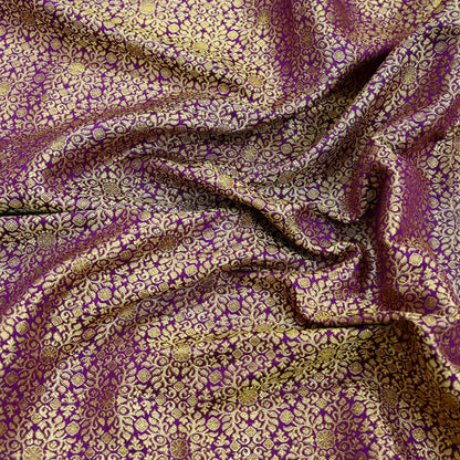 Indian Vintage Purple Dupatta Long Stole Artificial Silk Woven Brocade Scarves Veil Scarf Wrap Hippie Boho Soft Floral