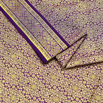 Indian Vintage Purple Dupatta Long Stole Artificial Silk Woven Brocade Scarves Veil Scarf Wrap Hippie Boho Soft Floral