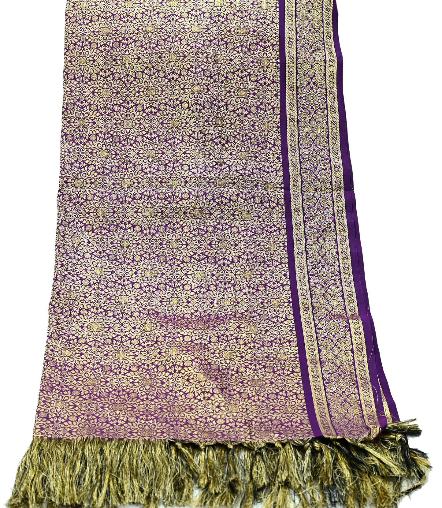 Indian Vintage Purple Dupatta Long Stole Artificial Silk Woven Brocade Scarves Veil Scarf Wrap Hippie Boho Soft Floral