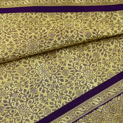 Indian Vintage Purple Dupatta Long Stole Artificial Silk Woven Brocade Scarves Veil Scarf Wrap Hippie Boho Soft Floral