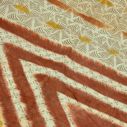 Indian Vintage Sari Hand Painted Pure Cotton Sarees Craft Fabric 5Yard Sewing Sarong Wrap Boho Dress making Crafting Upcycle Geometric