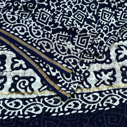 Indian Vintage Sari Blue & White Pure chanderi Silk Block Printed Sarees Craft Fabric 5Yd Floral Dress making bollywood silk sarees