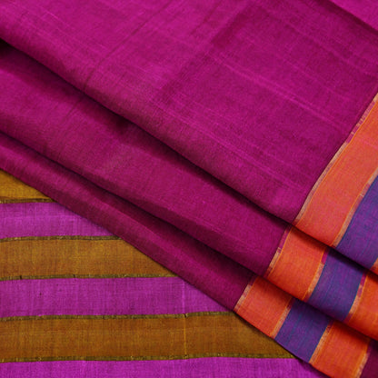 Indian Vintage Sari Purple Pure chanderi Silk Woven Sarees Craft Fabric 5Yd Soft Zari Border Bollywood Sarees Crafting Upcycle Dress making