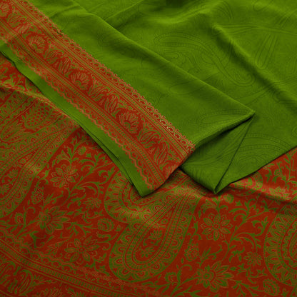 Indian Vintage Sari Green Pure Crepe Silk Printed Saree 5yd Sewing Floral Soft Craft Fabric Wrap Dress making Crafting Quilting