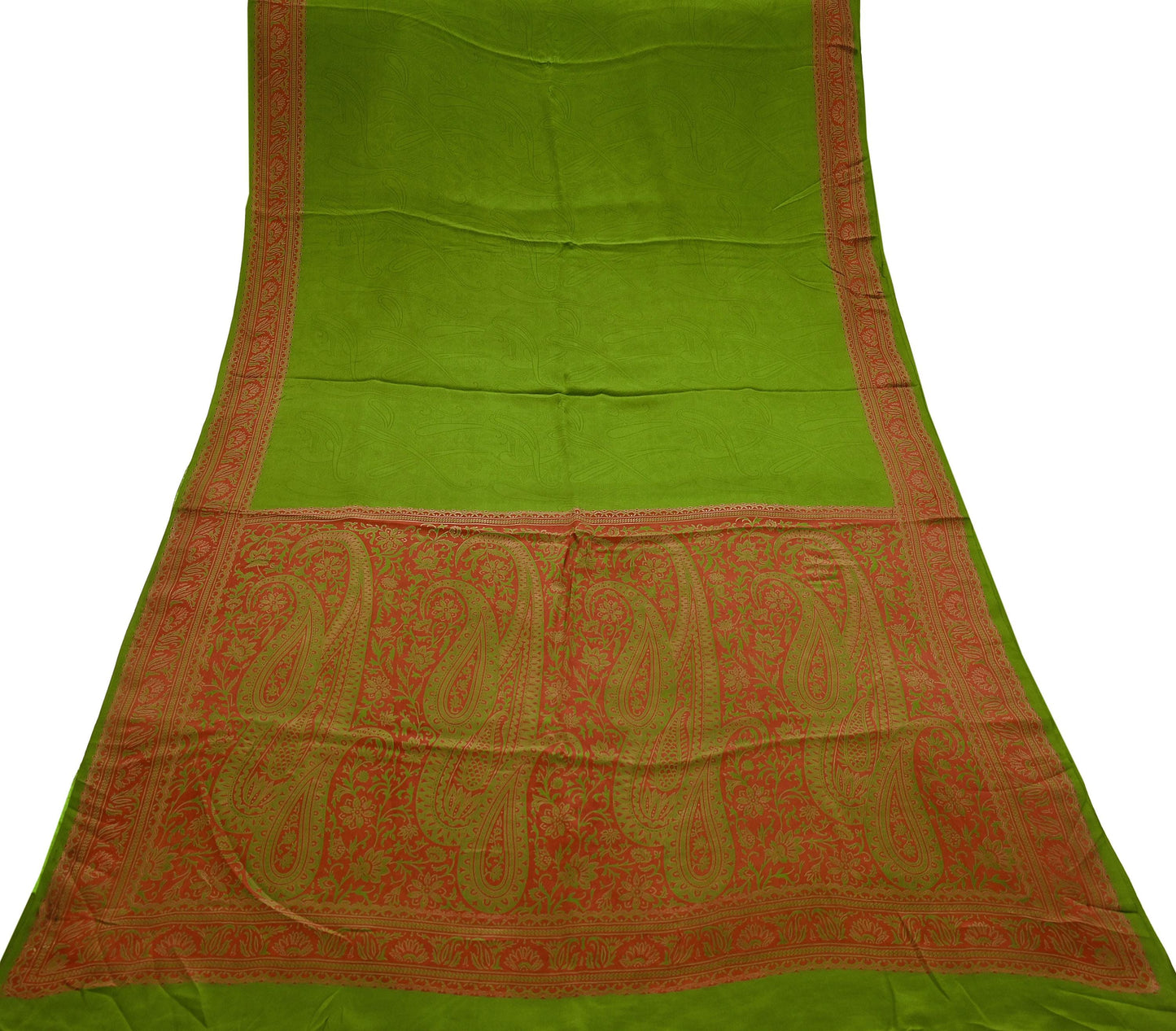 Indian Vintage Sari Green Pure Crepe Silk Printed Saree 5yd Sewing Floral Soft Craft Fabric Wrap Dress making Crafting Quilting