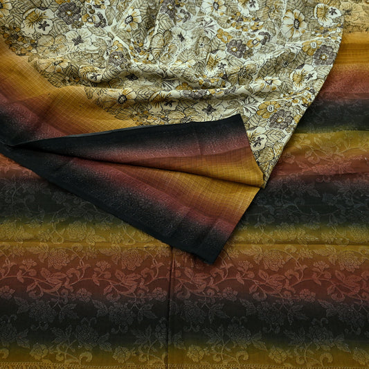 Indian Vintage Ivory Saree Pure Crepe Silk Woven Printed Sari 5yd Sewing Soft Craft Fabric Wrap Dress making Crafting Quilting