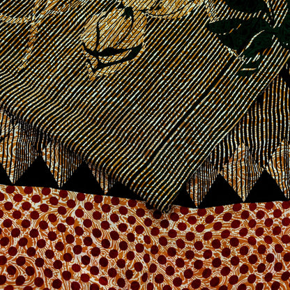 Indian Vintage Mustard Pure Crepe Silk Saree | Floral Print | 5 Yards | Soft Sewing Fabric for Dressmaking, Quilting, Crafting & Upcycling