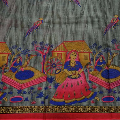 Indian Vintage Sari Gray & Pink Printed Pure Cotton Sarees Fabric Floral 5Yd Sarong Wrap Boho Fabric Kimono Dress making Crafting