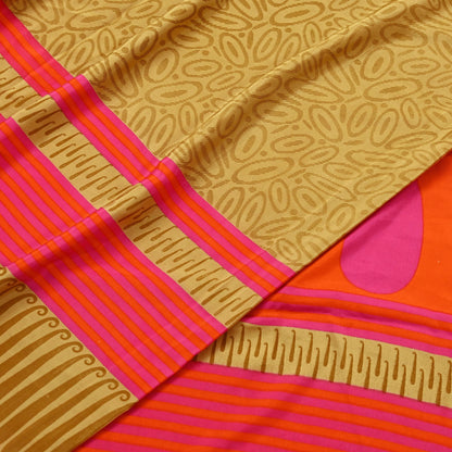 Indian Vintage Moss Crepe Saree | Printed Floral Sari Fabric | 6 Yards | Soft Craft Fabric for Sewing, Dressmaking, Quilting,Upcycling