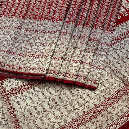 Vintage Banarasi Saree Pure Satin Silk Woven Brocade Zari Fabric Maroon Heavy Craft Sari 5 Yards Indian Antique Textile Dress Making