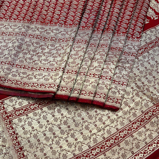 Vintage Banarasi Saree Pure Satin Silk Woven Brocade Zari Fabric Maroon Heavy Craft Sari 5 Yards Indian Antique Textile Dress Making
