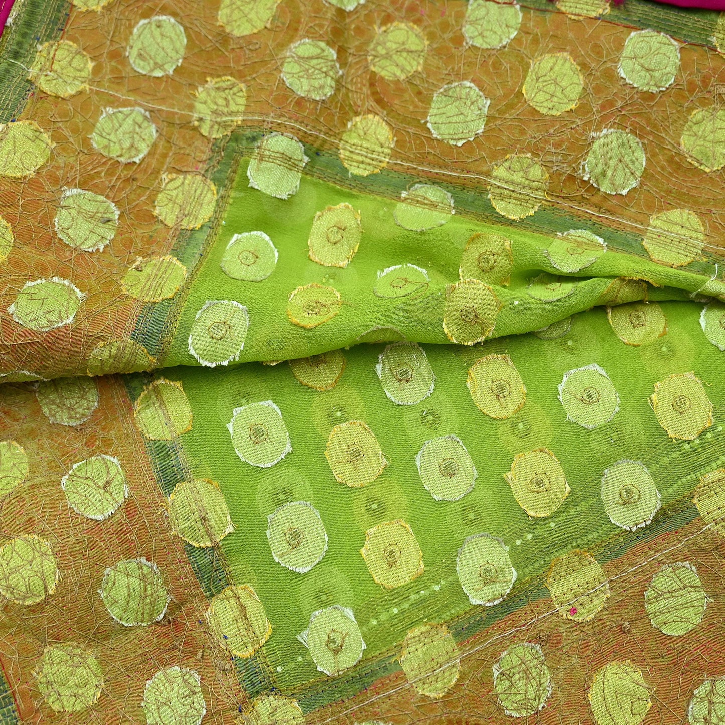 Indian Vintage Heavy Green Bridal Dupatta | Pure Georgette Silk | Hand Embroidered Zardozi, Dabka, Zari Work | Party Wear Long Stole