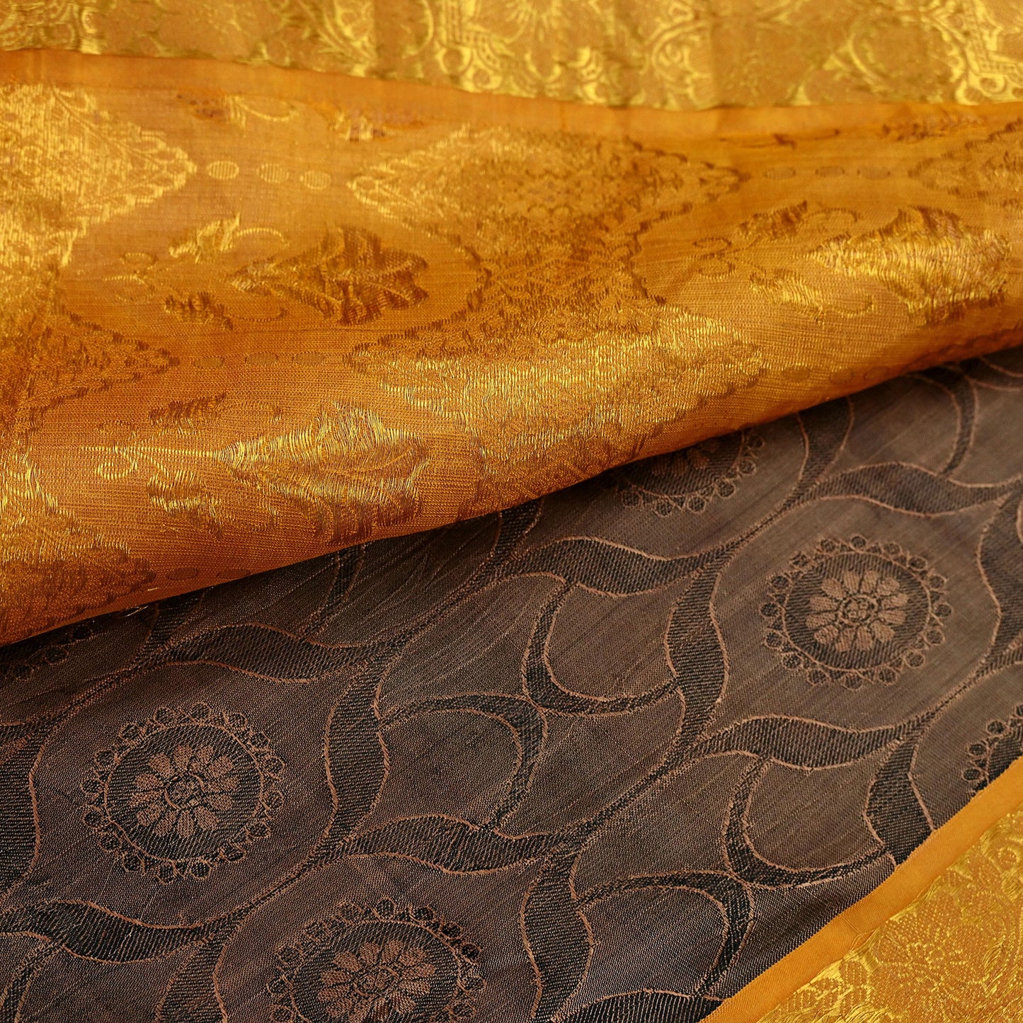 Indian Vintage Heavy Brown Kanjivaram Saree 100% Pure Silk Zari 5Yd Floral Crafting Dress making Crafting Quilting Bollywood Saree