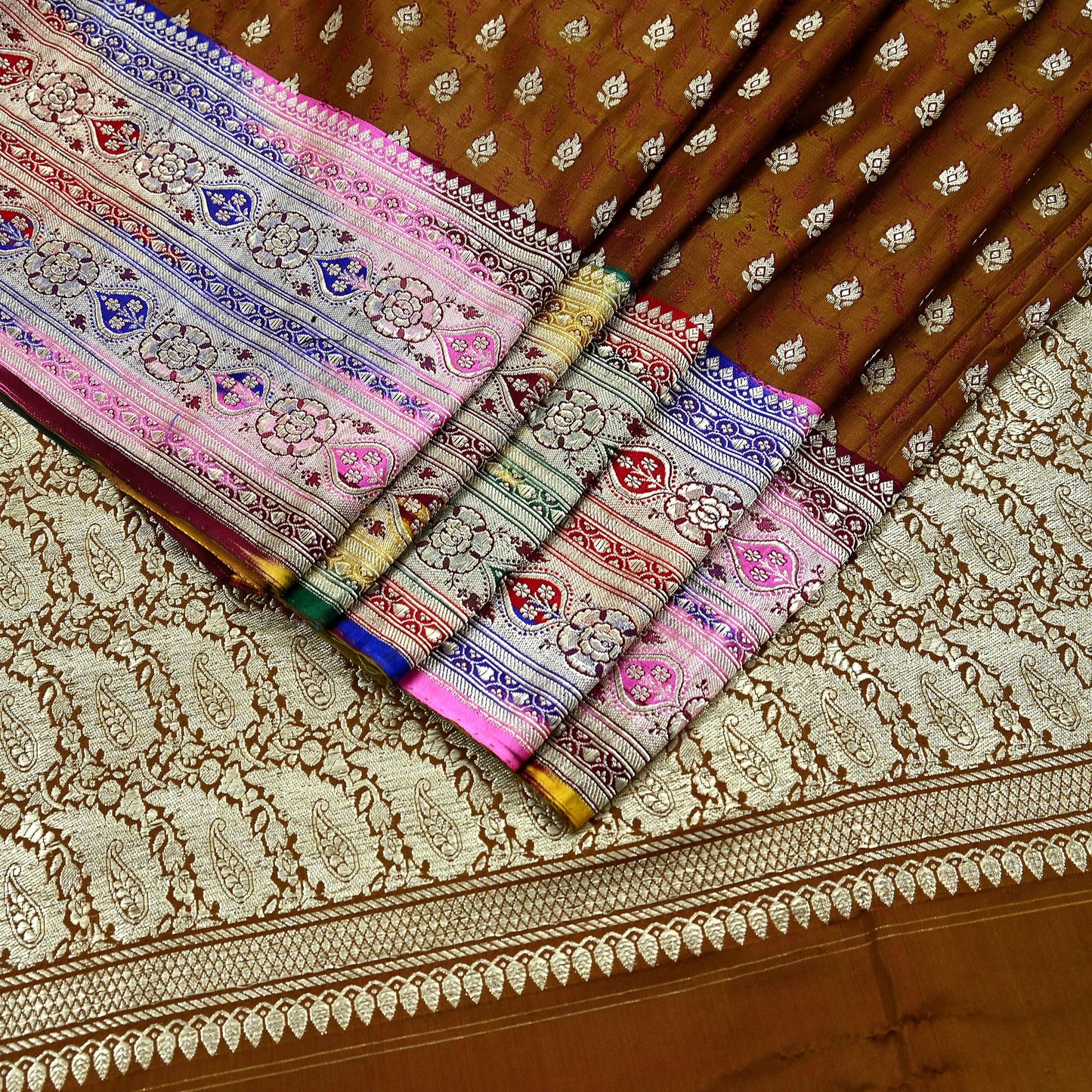 Indian Vintage Sari Green Heavy Wedding Pure Satin Silk Woven Banarasi Brocade Saree Zari 5Yd Dress making Crafting Quilting