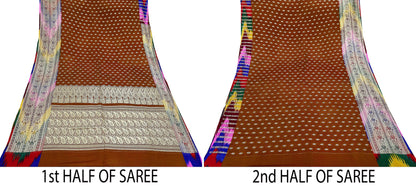 Indian Vintage Sari Green Heavy Wedding Pure Satin Silk Woven Banarasi Brocade Saree Zari 5Yd Dress making Crafting Quilting