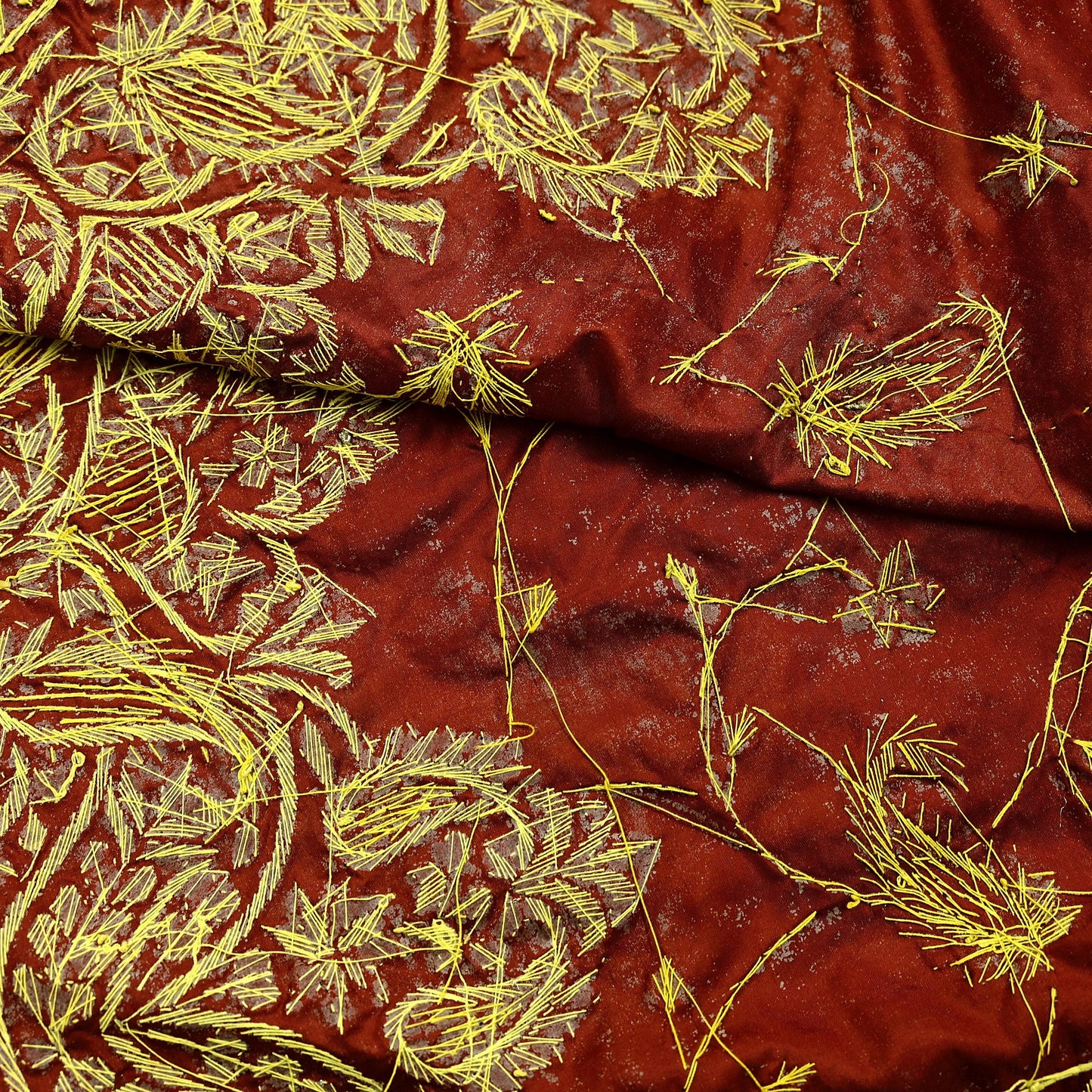 Indian Vintage Heavy Wedding Rusty Orange Dupatta Pure Satin Silk Long Stole Hand Embroidered Scarves Golden Zardozi Stole