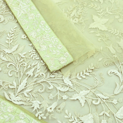 Indian Vintage Green Dupatta Long Stole Net Mess Hand Embroidered Scarves Veil Hijab Sequins stole veil hijab