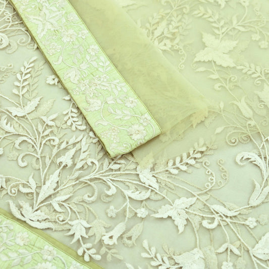 Indian Vintage Green Dupatta Long Stole Net Mess Hand Embroidered Scarves Veil Hijab Sequins stole veil hijab