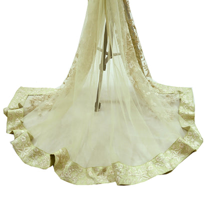 Indian Vintage Green Dupatta Long Stole Net Mess Hand Embroidered Scarves Veil Hijab Sequins stole veil hijab