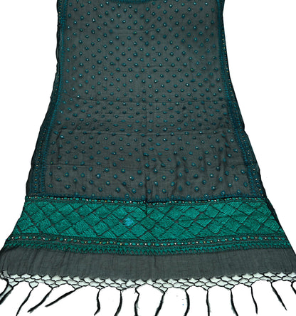 Indian Vintage Dupatta Black Long Stole Hand Embroidered Bagh Phulkari Stole Scarves Fringes Party wear