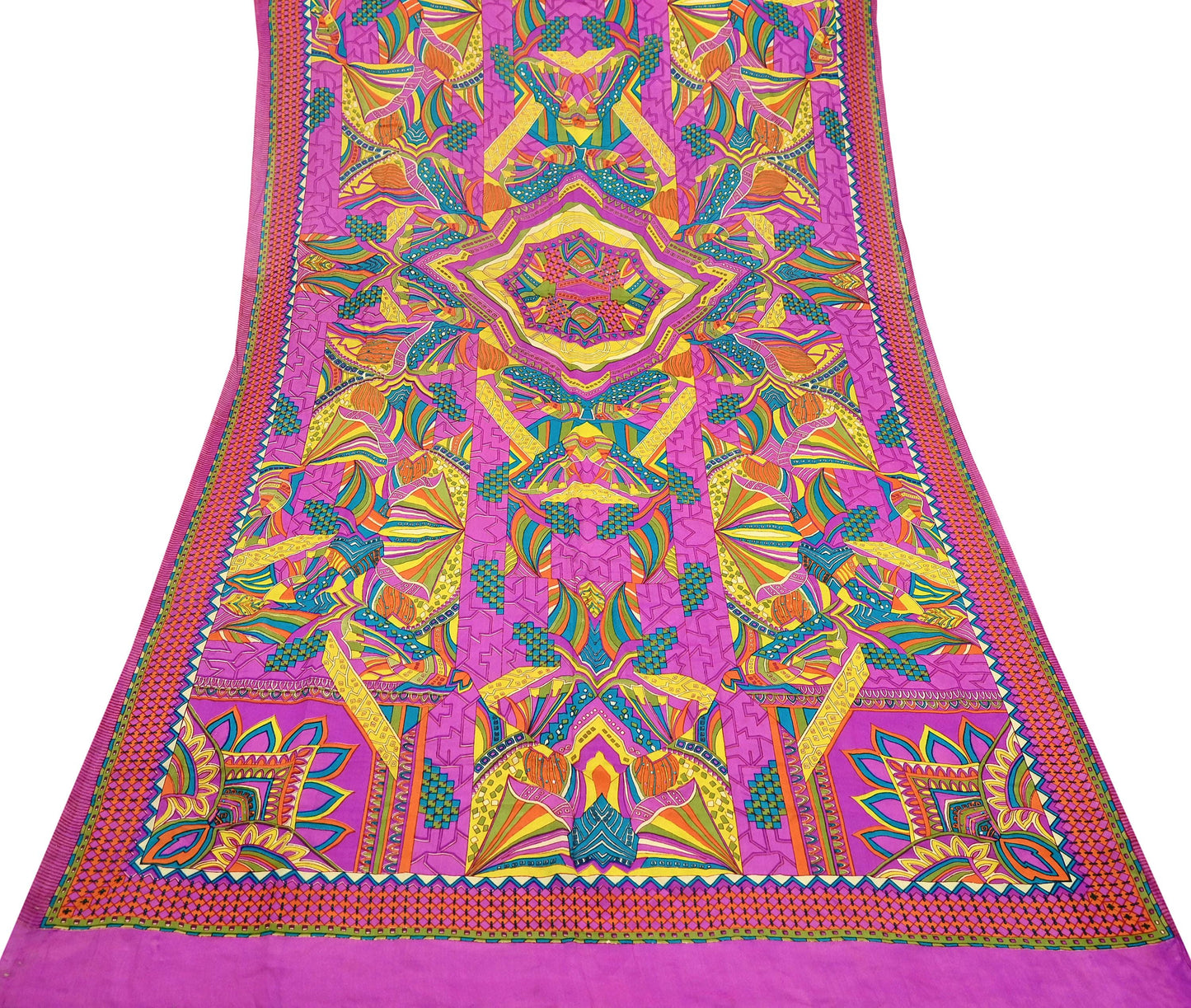 Indian Vintage Magenta Dupatta Long Stole Pure silk Digital Printed Dupatta Veil Scarves soft Boho Wrap Dressmaking
