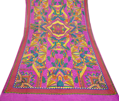 Indian Vintage Magenta Dupatta Long Stole Pure silk Digital Printed Dupatta Veil Scarves soft Boho Wrap Dressmaking