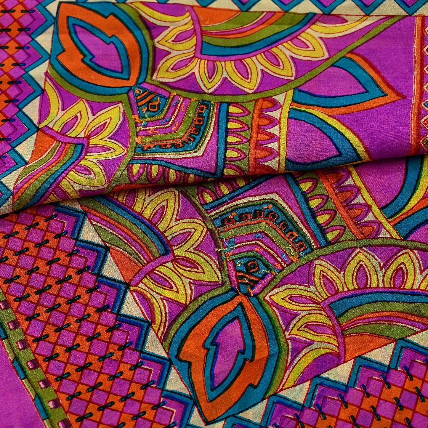 Indian Vintage Magenta Dupatta Long Stole Pure silk Digital Printed Dupatta Veil Scarves soft Boho Wrap Dressmaking
