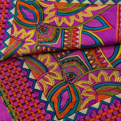 Indian Vintage Magenta Dupatta Long Stole Pure silk Digital Printed Dupatta Veil Scarves soft Boho Wrap Dressmaking