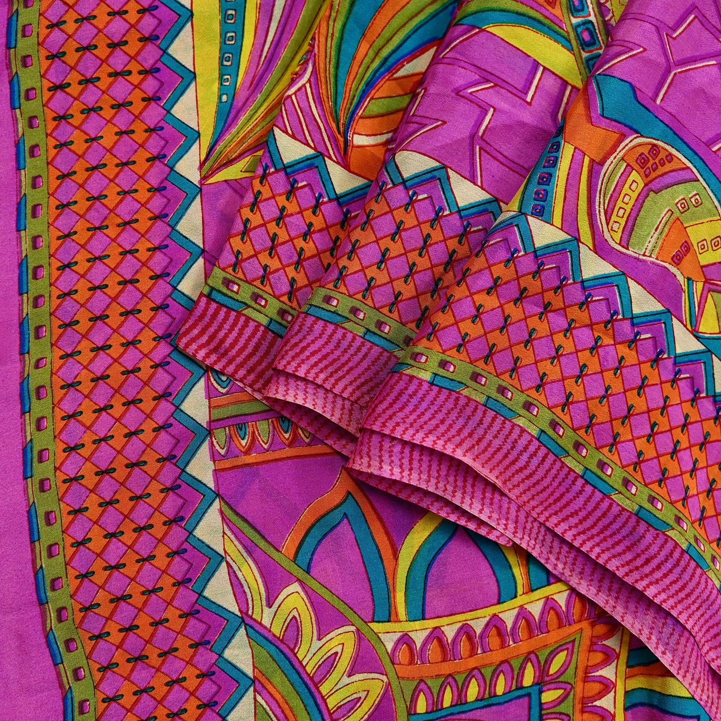 Indian Vintage Magenta Dupatta Long Stole Pure silk Digital Printed Dupatta Veil Scarves soft Boho Wrap Dressmaking
