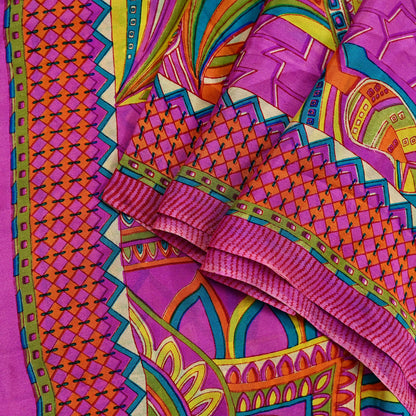 Indian Vintage Magenta Dupatta Long Stole Pure silk Digital Printed Dupatta Veil Scarves soft Boho Wrap Dressmaking