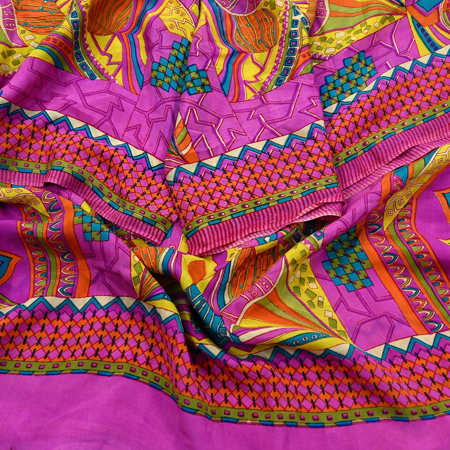Indian Vintage Magenta Dupatta Long Stole Pure silk Digital Printed Dupatta Veil Scarves soft Boho Wrap Dressmaking