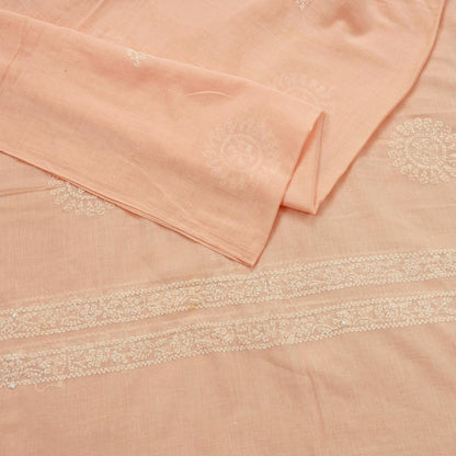 Indian Vintage Peach Dupatta Long Stole Pure Cotton Handmade Chikankari Scarves Veil Scarf Wrap Hippie Boho Soft
