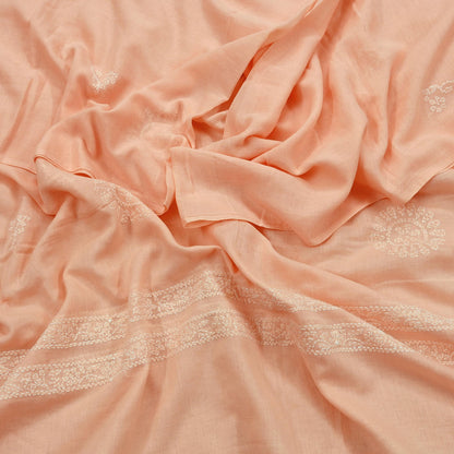 Indian Vintage Peach Dupatta Long Stole Pure Cotton Handmade Chikankari Scarves Veil Scarf Wrap Hippie Boho Soft