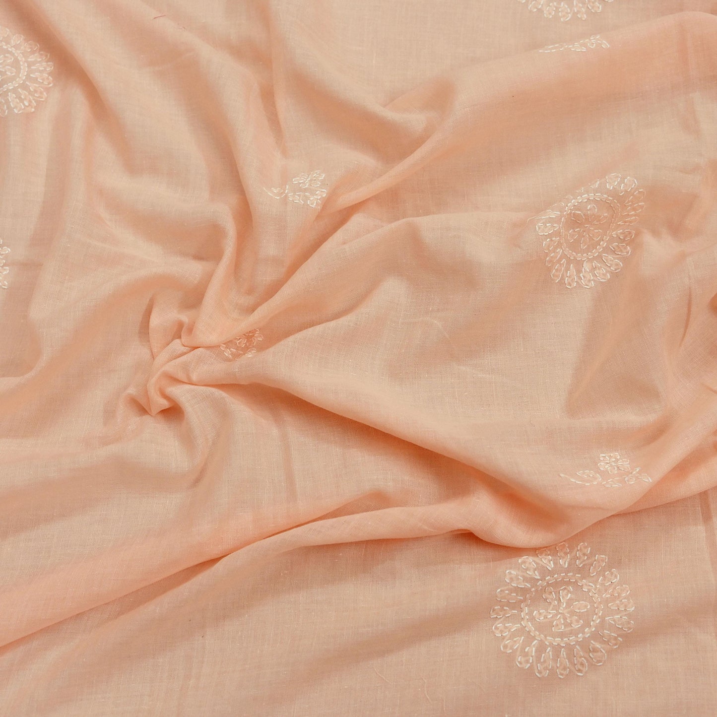 Indian Vintage Peach Dupatta Long Stole Pure Cotton Handmade Chikankari Scarves Veil Scarf Wrap Hippie Boho Soft