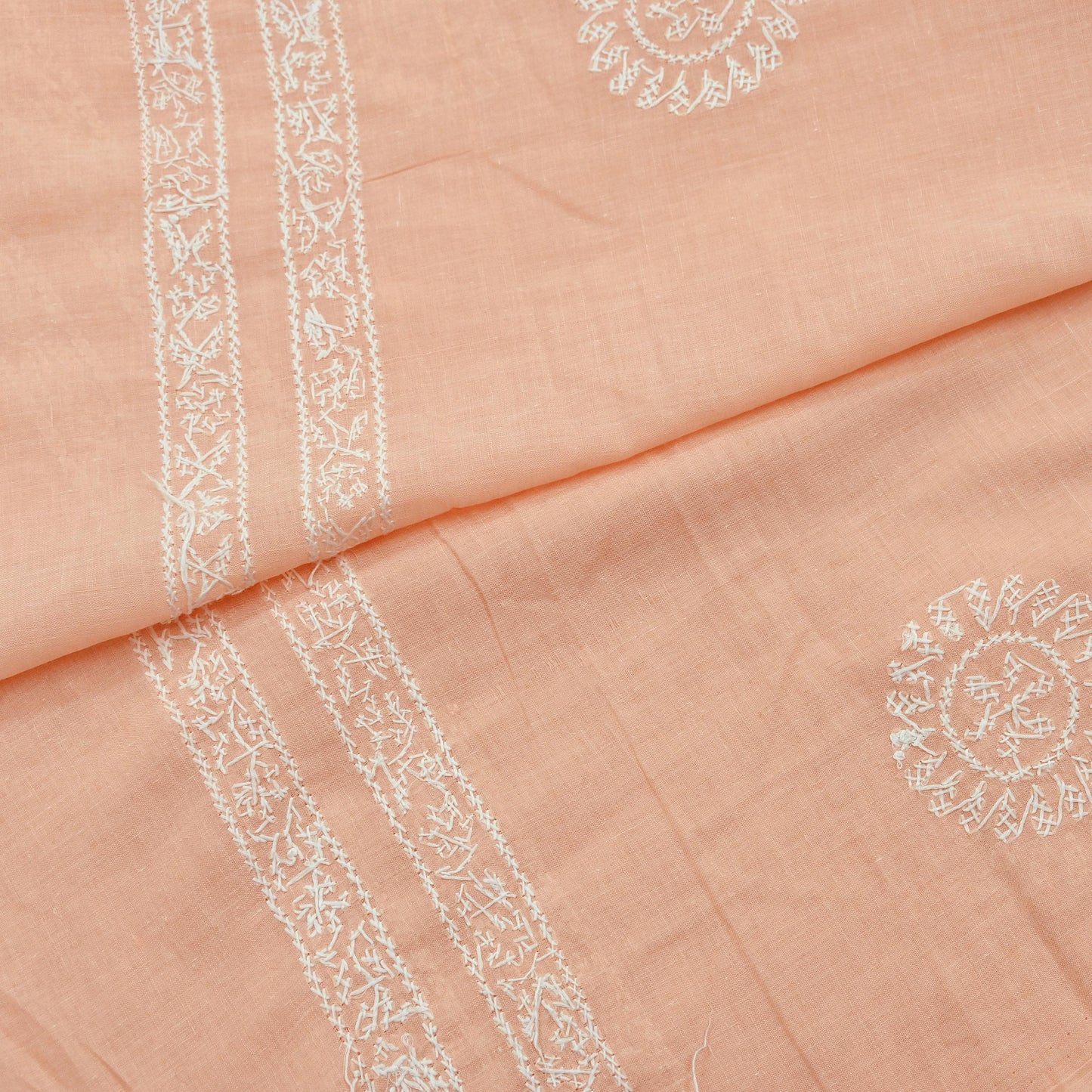Indian Vintage Peach Dupatta Long Stole Pure Cotton Handmade Chikankari Scarves Veil Scarf Wrap Hippie Boho Soft