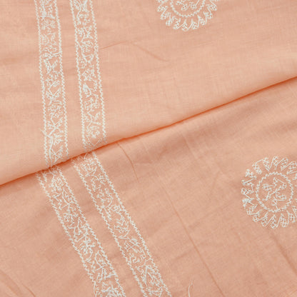 Indian Vintage Peach Dupatta Long Stole Pure Cotton Handmade Chikankari Scarves Veil Scarf Wrap Hippie Boho Soft