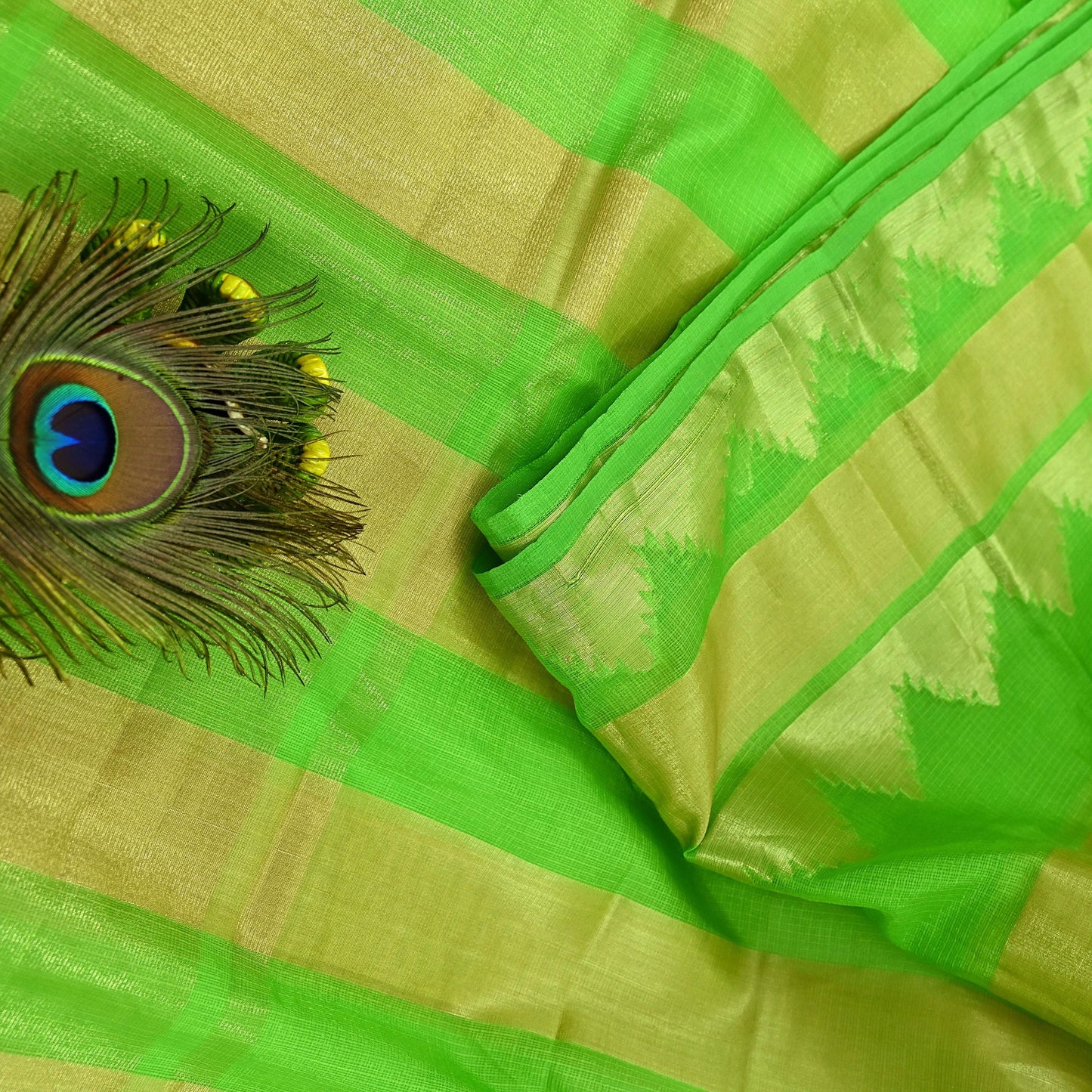 Indian Vintage Sari Nion Green Artificial Silk Hand Woven Sarees 6yd Ethnic Craft Fabric Sewing Dress making Crafting Crafting Quilting