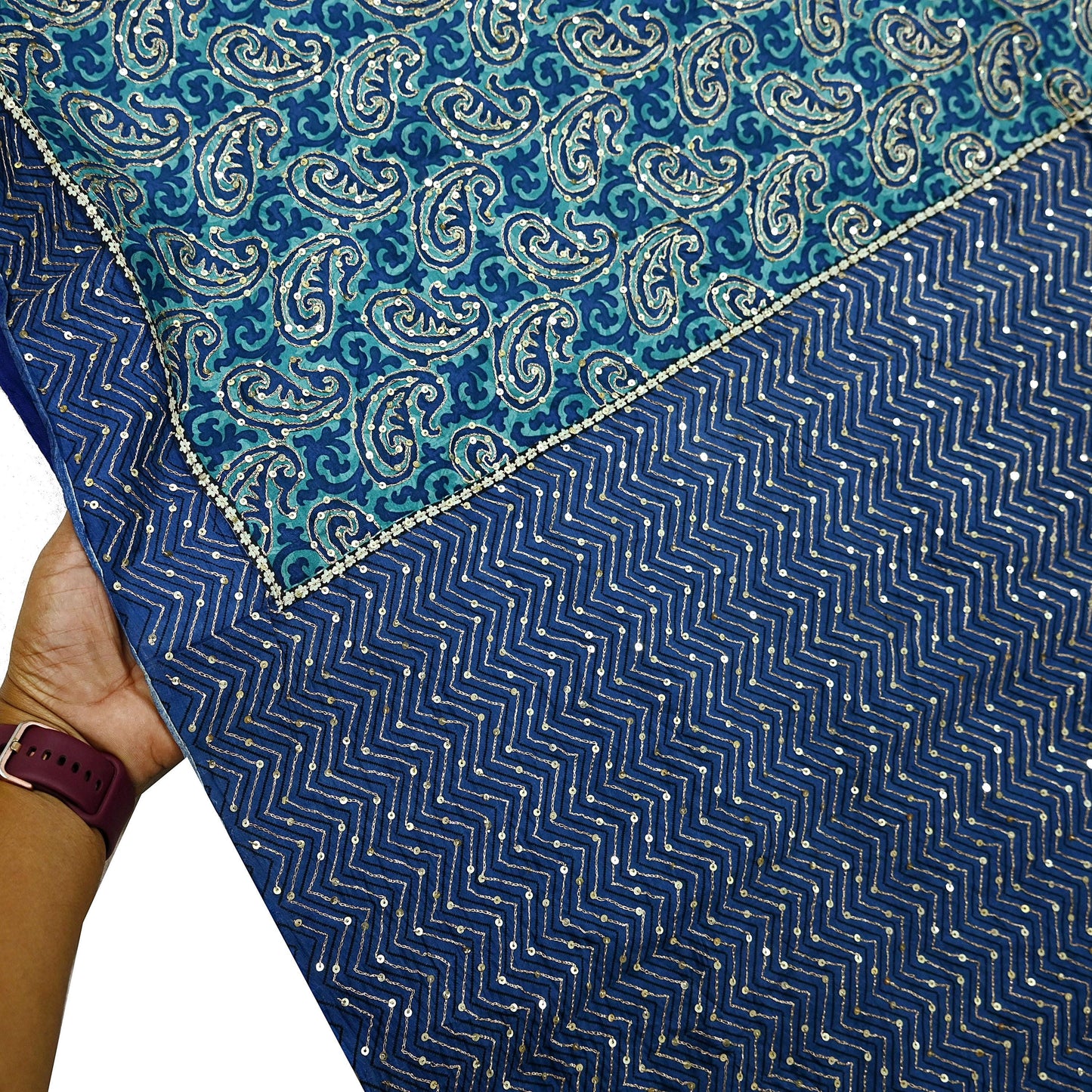 Indian Vintage Sari Blue Pure Silk Hand Embroidered Sarees 5Yd Craft Fabric Sewing soft Quilting Crafting Upcycle Ethnic Bollywood sarees