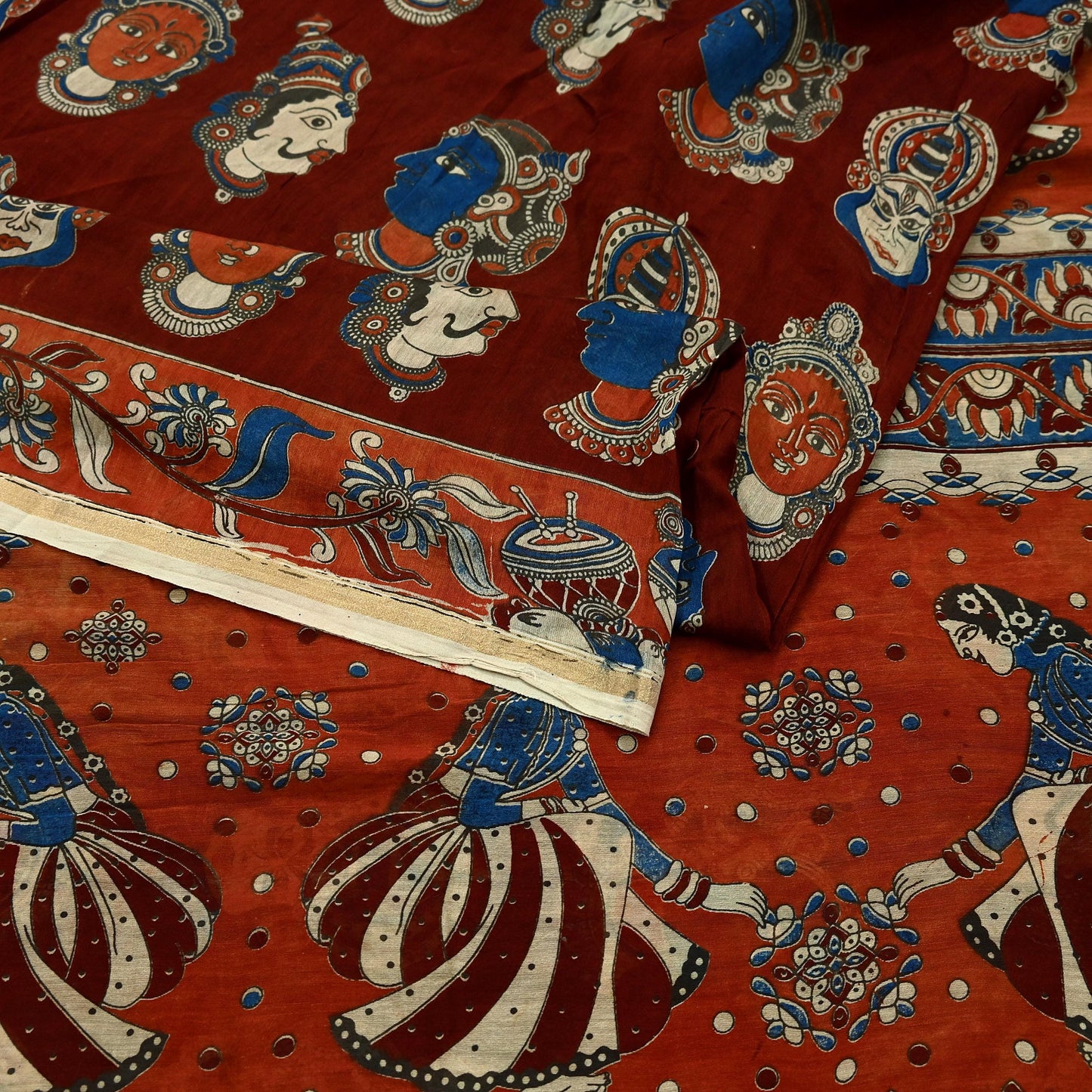Indian Vintage Sari Pure chanderi Silk Kalamkari Print Saree Craft Fabric 5Yd Soft Zari Border Dress making bollywood silk saree Crafting