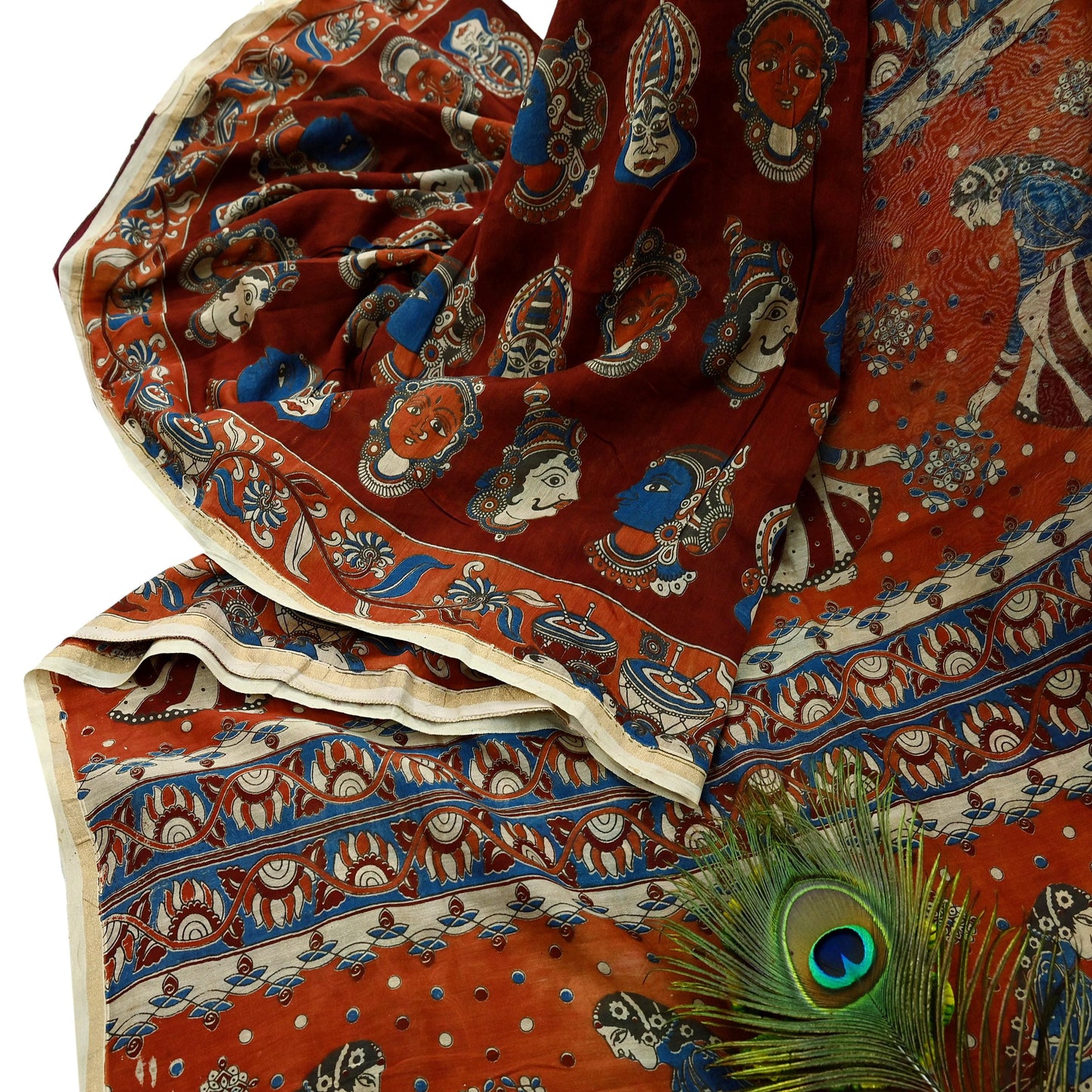 Indian Vintage Sari Pure chanderi Silk Kalamkari Print Saree Craft Fabric 5Yd Soft Zari Border Dress making bollywood silk saree Crafting