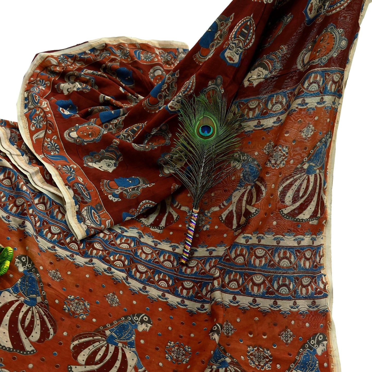 Indian Vintage Sari Pure chanderi Silk Kalamkari Print Saree Craft Fabric 5Yd Soft Zari Border Dress making bollywood silk saree Crafting