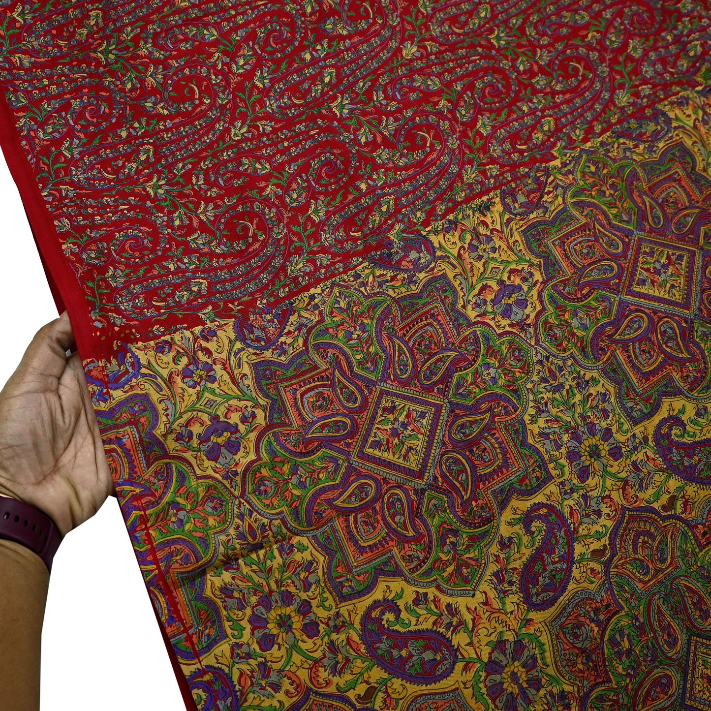 Indian Vintage Sari Red 100% Pure Silk Printed Saree Craft Fabric 6yd Sewing DressMaking  Soft Abstract Crafting Quilting Upcycle