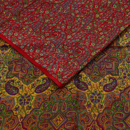 Indian Vintage Sari Red 100% Pure Silk Printed Saree Craft Fabric 6yd Sewing DressMaking  Soft Abstract Crafting Quilting Upcycle