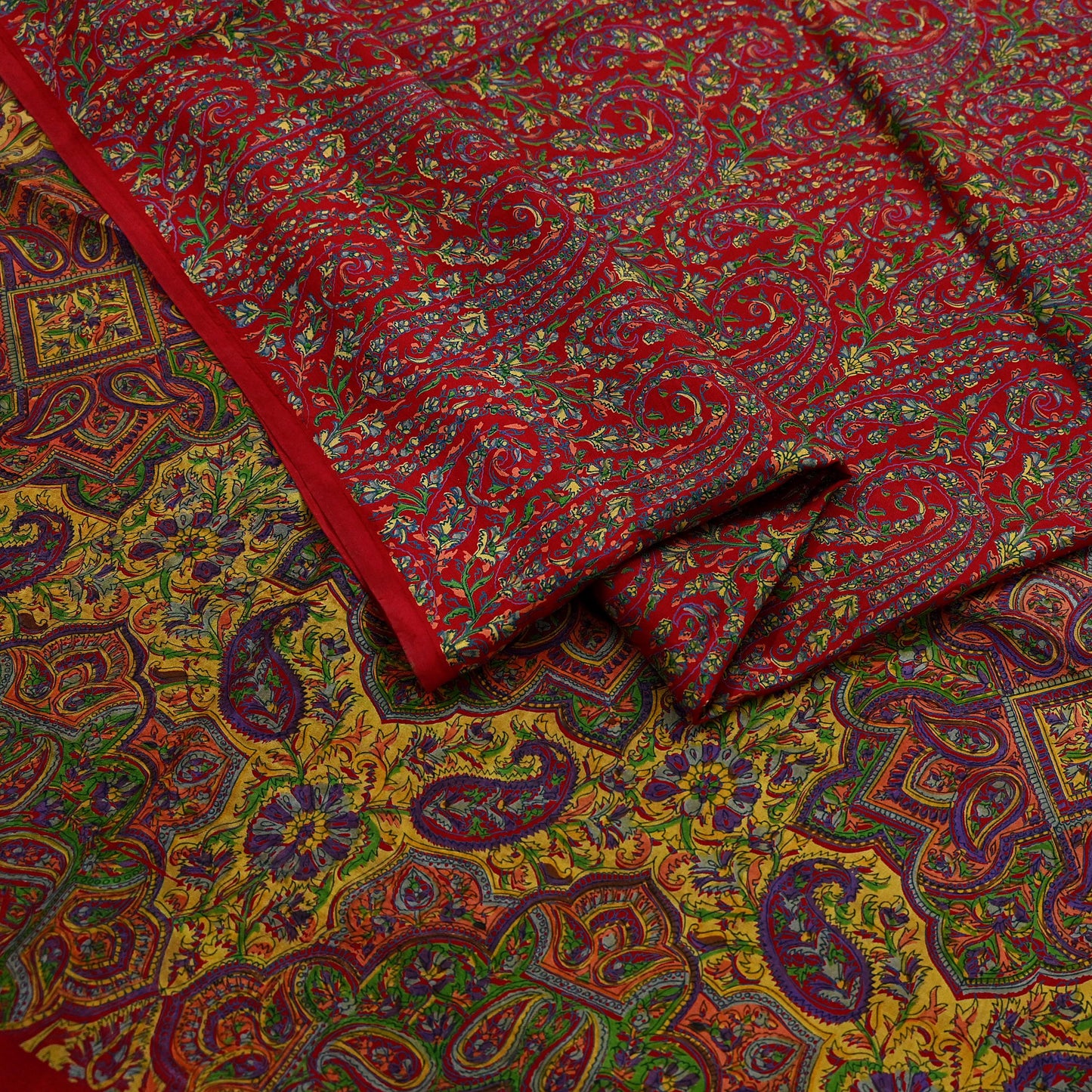 Indian Vintage Sari Red 100% Pure Silk Printed Saree Craft Fabric 6yd Sewing DressMaking  Soft Abstract Crafting Quilting Upcycle